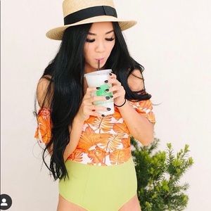 Kortni Jeane floral off shoulder swimsuit top